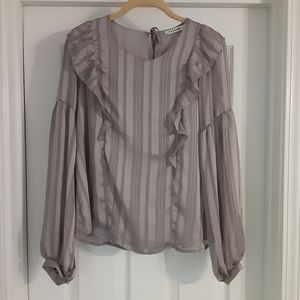 Farrow Grey Stripe Ruffle Detail Blouse